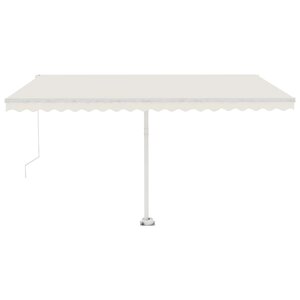 vidaXL Auvent manuel rétractable avec LED 450x350 cm Crème