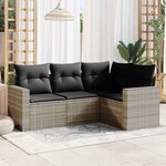 vidaXL Salon de jardin 4 Pièces avec coussins gris clair résine tressée