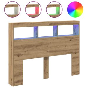 vidaXL Armoire tête de lit avec LED chêne artisanal 140x17x102 cm