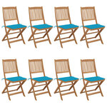 vidaXL Chaises pliables de jardin 8 Pièces avec coussins Bois d'acacia