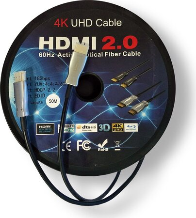 Câble HDMI 2.0 MCL-Samar 50m unidirectionnel par fibre optique