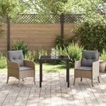 vidaXL Ensemble de salle à manger pour jardin 3 Pièces Beige Poly rotin