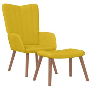 vidaXL Chaise de relaxation avec repose-pied Jaune moutarde Velours