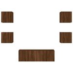 vidaXL Meuble TV muraux 5 Pièces avec lumières LED chêne marron