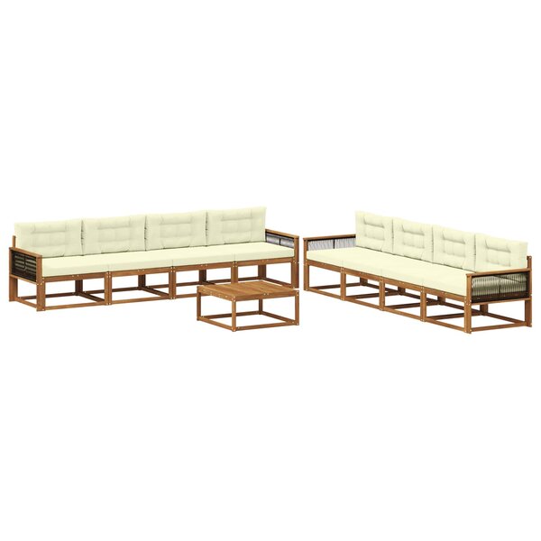 vidaXL Ensemble de canapés d'extérieur 9 Pièces Naturel et Crème