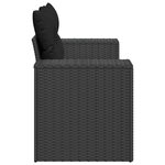 vidaXL Canapé de jardin avec coussins 2 places en polyrotin noir