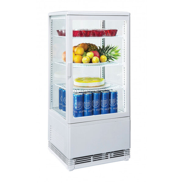 Mini vitrine armoire réfrigérée 4 faces vitrées blanche - 78 litres - r600a -  428x386x960mm