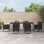 vidaXL Ensemble à manger de jardin coussins 7Pièces Noir Résine tressée