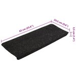 vidaXL Tapis d'escalier auto-adhésifs 15 Pièces 65x24 5x3 5 cm Anthracite