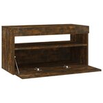vidaXL Meuble TV avec lumières LED Chêne fumé 75x35x40 cm