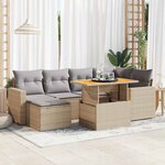 vidaXL Salon de jardin avec coussins 7 Pièces beige résine tressée