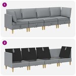 vidaXL Canapé modulaire avec rangement 4 Pièces Gris clair Tissu