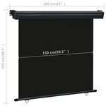 vidaXL Auvent latéral de balcon 165x250 cm noir