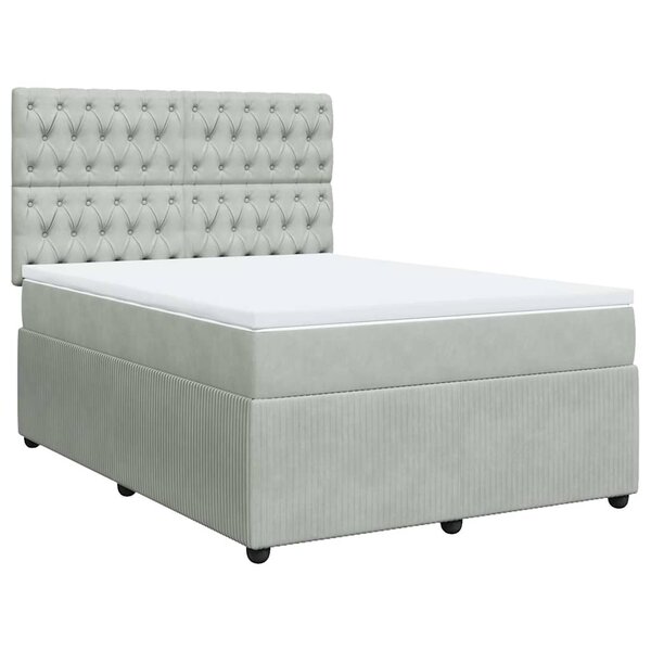 vidaXL Sommier à lattes de lit et matelas Gris clair 140x200cm Velours