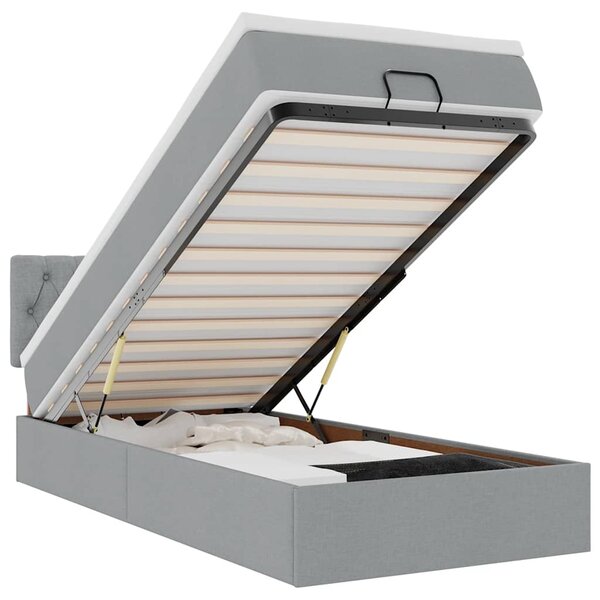 vidaXL Lit ottoman avec matelas et LED Gris clair 80x200cm tissu
