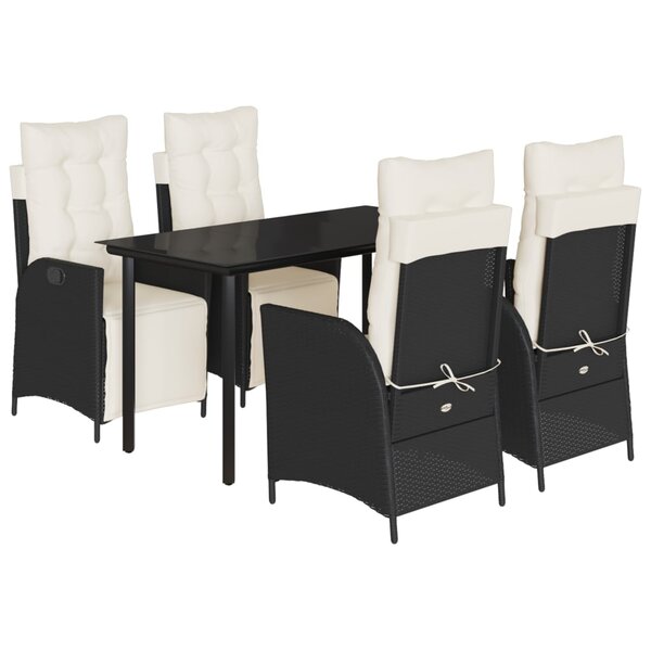 vidaXL Ensemble à manger de jardin coussins 5Pièces Noir Résine tressée