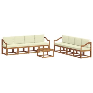 vidaXL Ensemble de canapés d'extérieur 9 pc Naturel et Crème