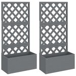 vidaXL Jardinières en treillis 2 Pièces Gris 65x33x135 cm WPC