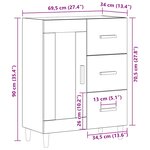 vidaXL Buffet Blanc 69 5x34x90 cm Bois d'ingénierie