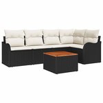 vidaXL Ensemble de canapé de jardin 6 Pièces Noir  blanc