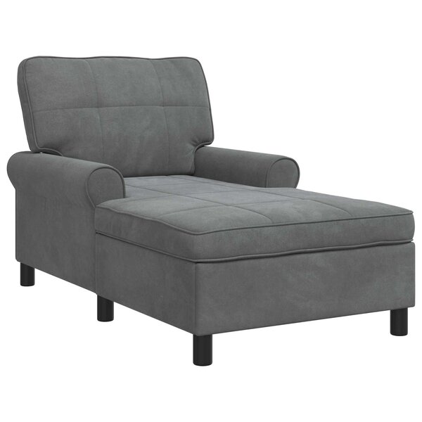 vidaXL Chaise longue avec coussin Gris foncé 91 x 157 x 91 cm Velours
