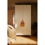 Flexa SAGA Armoire 2 portes a facades rainurees Blanche Pieds metalliques et boutons blancs