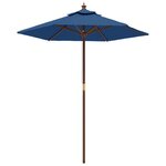 vidaXL Parasol de jardin avec mât en bois bleu azuré 196x231 cm