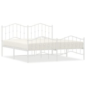 vidaXL Cadre de lit métal sans matelas et pied de lit blanc 160x200 cm