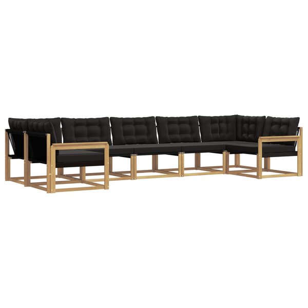 vidaXL Ensemble de canapés d'extérieur 7 Pièces Blanc et noir