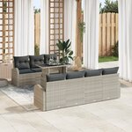 Ensemble de canapés de jardin 8 pièces vidaXL avec coussins Gris clair Poly Rattan