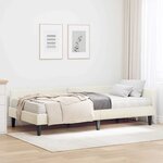 vidaXL Cadre de lit d'angle avec matelas Autre 2 Pièces Crème Velours