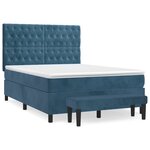 vidaXL Sommier à lattes de lit et matelas Bleu foncé 140x200cm Velours