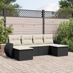 vidaXL Salon de jardin 6 Pièces avec coussins noir résine tressée
