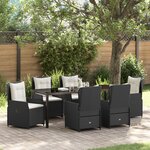 vidaXL Ensemble de salle à manger de jardin 7 pièces en poly rotin noir