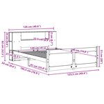 vidaXL Lit bibliothèque sans matelas blanc 120x190 cm bois pin massif