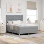 vidaXL Lit à ressorts avec matelas gris clair 140x200 cm en tissu