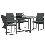 vidaXL Chaise avec coussin 4 Pièces Noir et anthracite Textilène