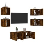 vidaXL Unités murales TV avec LED 6 Pièces chêne fumé bois d'ingénierie