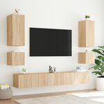 vidaXL Meuble TV mural avec lumières LED chêne sonoma 100x35x41 cm