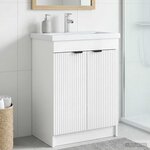 vidaXL Armoire sous évier de salle de bain Blanc brillant