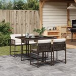 vidaXL Ensemble à manger de jardin 5 Pièces et coussins marron poly rotin