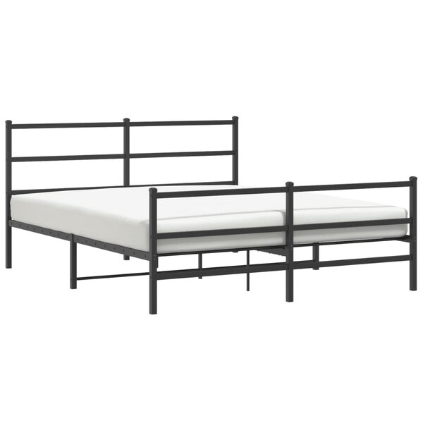 vidaXL Cadre de lit métal sans matelas avec pied de lit noir 160x200cm
