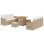 vidaXL Ensemble de canapé de jardin 9 Pièces Beige Poly rotin