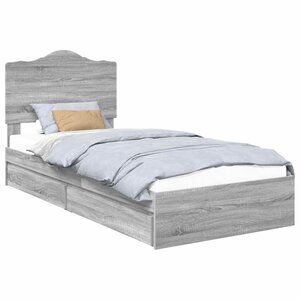 vidaXL Lit de Rangement Gris Sonoma 90 x 200 cm Bois d'ingénierie