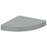vidaXL Étagères d'angle flottantes 2Pièces gris brillant 25x25x3 8cm MDF