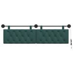 vidaXL Tête de lit suspendue Avec lumière LED Vert foncé Tissu