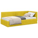vidaXL Cadre de lit d'angle Jaune 100 cm x 200 cm tissu