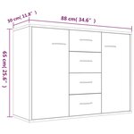 vidaXL Buffet Chêne fumé 88x30x65 cm Bois d'ingénierie