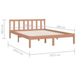 vidaXL Cadre de lit Marron miel Bois pin massif 150x200 cm Très grand