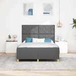vidaXL Cadre de lit avec tête de lit Gris foncé 140 x 190 cm tissu